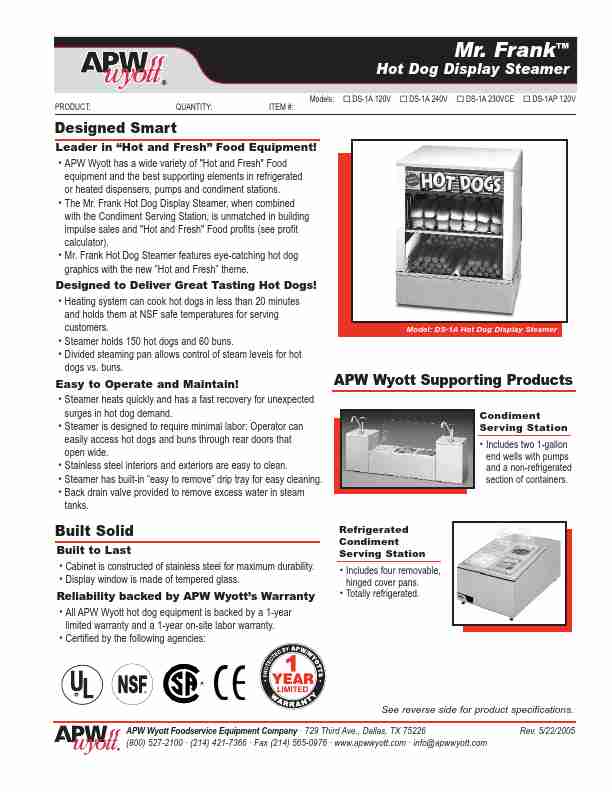 APW Wyott Electric Steamer DS1A-page_pdf
